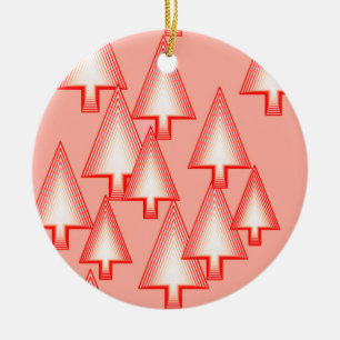 Ornamento De Cerâmica Árvores de Natal metálicas modernas - laranja cora