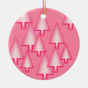 Ornamento De Cerâmica Árvores de Natal metálicas modernas - rosa-coral