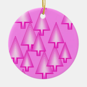 Ornamento De Cerâmica Árvores de Natal metálicas modernas - rosa-orqu