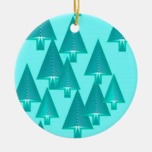 Ornamento De Cerâmica Árvores de Natal metálicas modernas - Turquesa