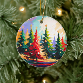 Ornamento De Cerâmica Árvores de Natal Pintura Paisagem Cerâmica