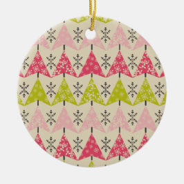 Ornamento De Cerâmica Árvores de Natal rosa e verde