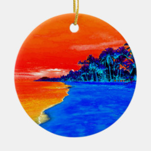 Ornamento De Cerâmica Árvores de Palma Exóticas de Praia pop Art