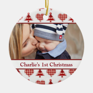 Ornamento De Cerâmica Árvores e corações de Natal do artesanato