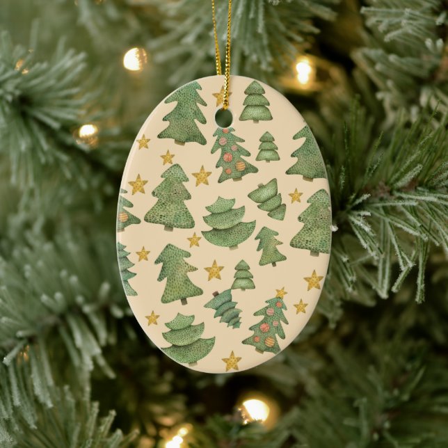 Ornamento De Cerâmica Árvores natalinas e estrelas (Árvore)