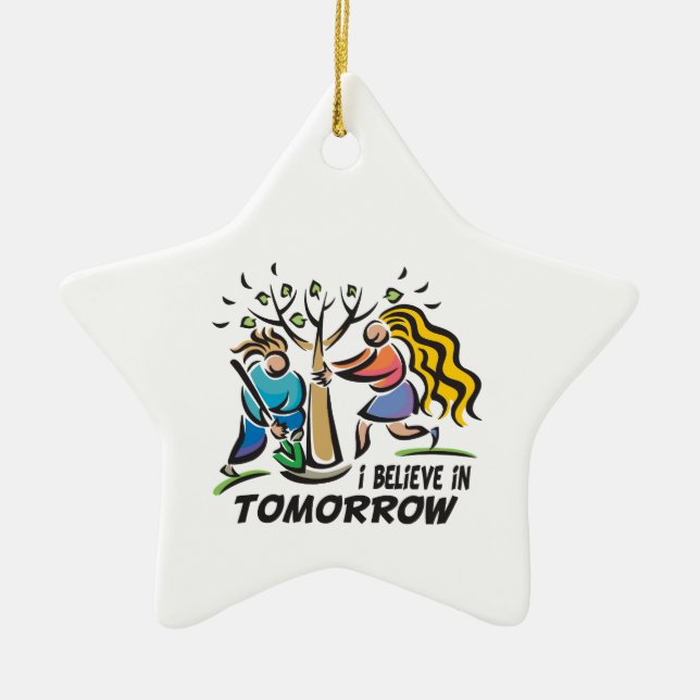 Ornamento De Cerâmica Árvores para amanhã (Frente)