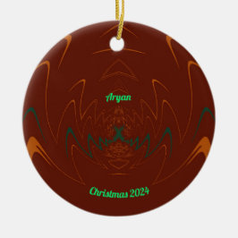 Ornamento De Cerâmica ARYAN ~ 3D CHRISTMAS Red Green Orange 2024