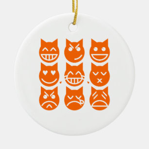 Ornamento De Cerâmica As 9 Vidas do Gato Emoji