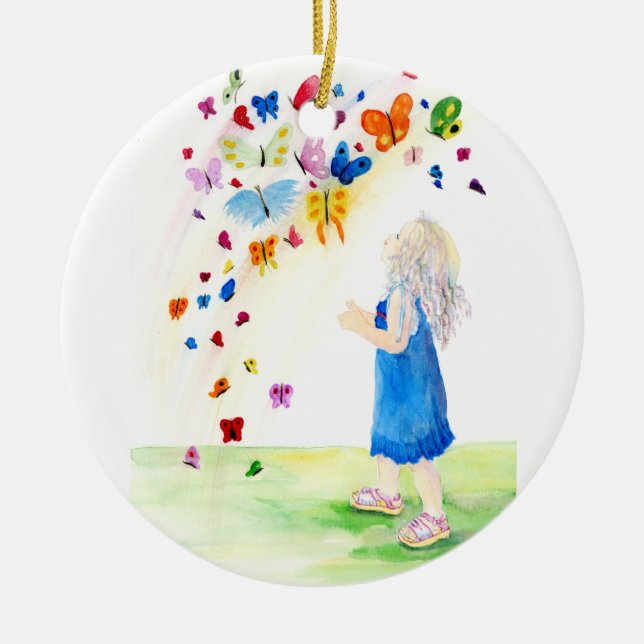 Ornamento De Cerâmica As borboletas de Maggie (Frente)
