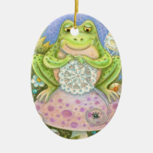 Ornamento De Cerâmica As Doílias Fazem Um Sapo OVAL Doméstico