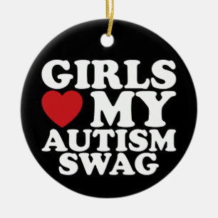 Ornamento De Cerâmica As Meninas Amam Meu Estilo de Autismo Conscientiza