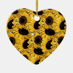 Ornamento De Cerâmica as pétalas das flores do sol nadam o amarelo