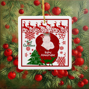 Ornamento De Cerâmica As Primeiras Revistas de Natal do Bebê Dormindo P