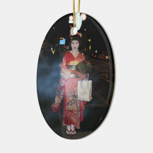 Ornamento De Cerâmica Asakusa Geisha Neo Tóquio