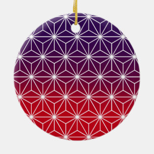 Ornamento De Cerâmica Asanoha Impressão tradicional japonesa, vermelho