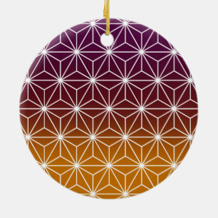 Ornamento De Cerâmica Asanoha Japonês Impressão tradicional Borgonha e D