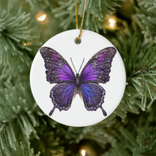 Ornamento De Cerâmica Asas Brilhantes: Borboleta Sparkle Roxa