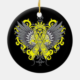 Ornamento De Cerâmica Asas da consciência da prevenção do suicídio