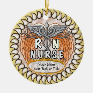 Ornamento De Cerâmica Asas de Caduceu enfermeira de rn
