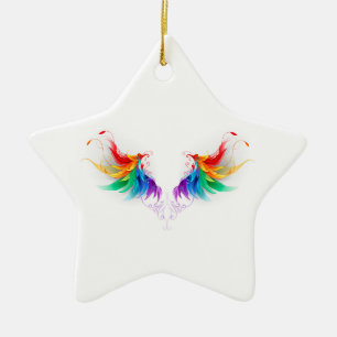 Ornamento De Cerâmica Asas Fluffy Rainbow