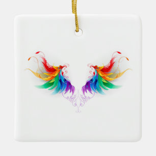 Ornamento De Cerâmica Asas Fluffy Rainbow