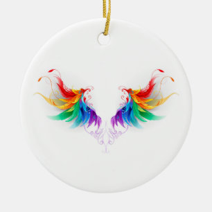 Ornamento De Cerâmica Asas Fluffy Rainbow