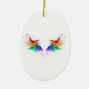 Ornamento De Cerâmica Asas Fluffy Rainbow