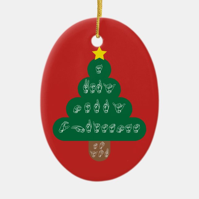 Ornamento De Cerâmica ASL - Muito o Feliz Natal a você Ornament (Frente)