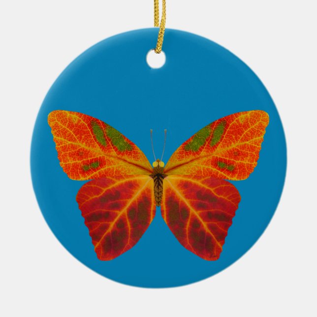 Ornamento De Cerâmica Aspen Leaf Butterfly 2 (Frente)