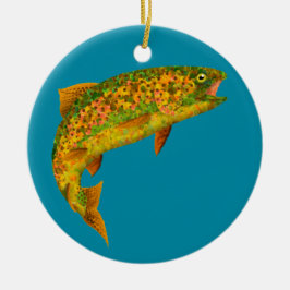 Ornamento De Cerâmica Aspen Leaf Rainbow Trout 2