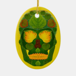 Ornamento De Cerâmica Aspen Leaf Skull 9 Cerâmica Ornament