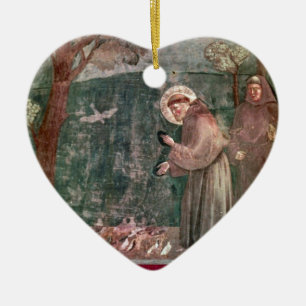 Ornamento De Cerâmica Assisi, St Francis e os pássaros