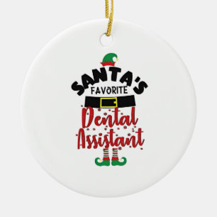 Ornamento De Cerâmica Assistência Odontológica Favorita do Papai Noel Na