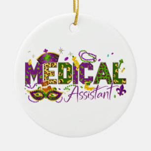 Ornamento De Cerâmica Assistente Médico de Foto Personalizada - Mardi Gr