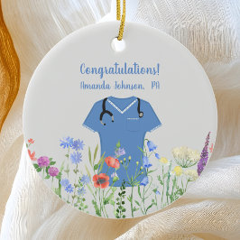 Ornamento De Cerâmica Assistente médico PA personalizado Esfregões azuis