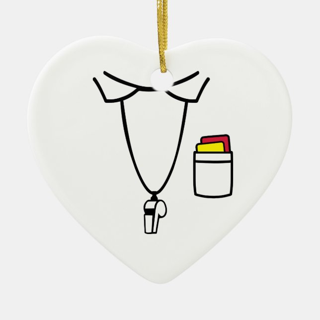 Ornamento De Cerâmica Assobio vermelho do cartão amarelo do árbitro (Frente)