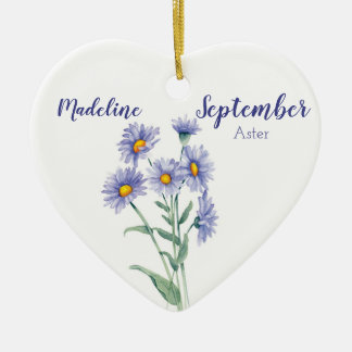 Ornamento De Cerâmica Aster Setembro Birth Flower