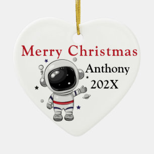 Ornamento De Cerâmica Astronauta de Árvore de Natal Personalizada