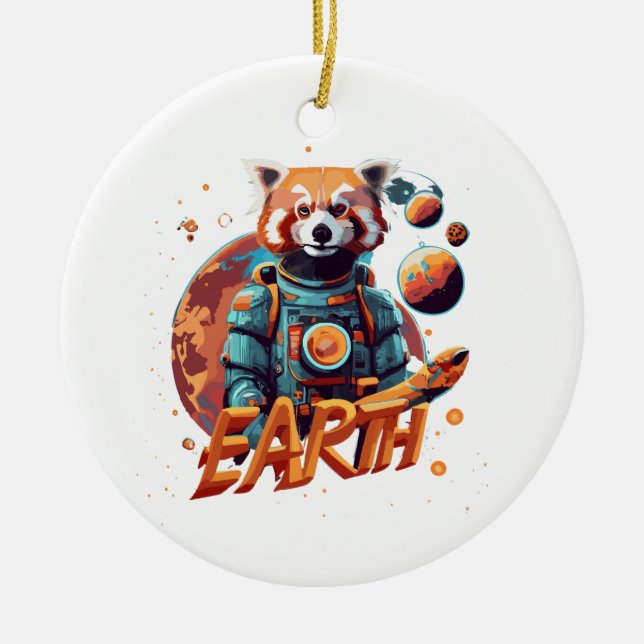 Ornamento De Cerâmica Astronauta do Pândão Vermelho (Frente)