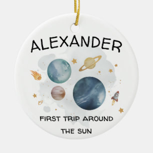 Ornamento De Cerâmica Astronauta Espacial Primeira Festa de aniversário