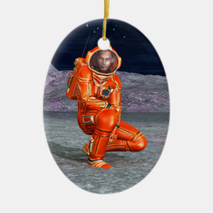 Ornamento De Cerâmica Astronauta Mars Space Explorer no Planeta de Alien