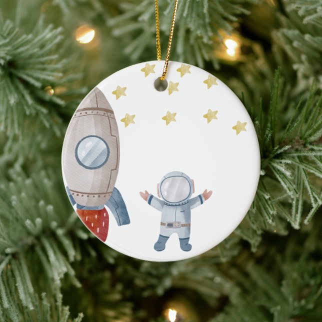 Ornamento De Cerâmica Astronauta Personalizado para Bebês Primeiro Natal (Árvore)
