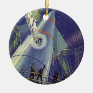 Ornamento De Cerâmica Astronautas de Ficção Científica Vintage em Nave F
