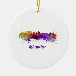 Ornamento De Cerâmica Asuncion skyline in watercolor