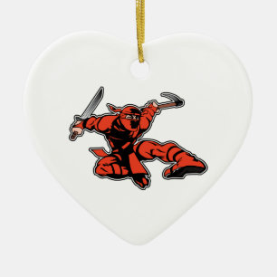 Ornamento De Cerâmica Ataque Ninja Vermelho