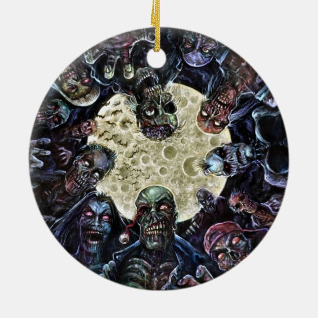 Ornamento De Cerâmica Ataque Zombies (Zombie Horde) (Traseira)