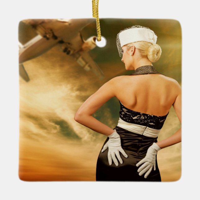 Ornamento De Cerâmica Atendedor de Voo Retroativo - SRF (Frente)