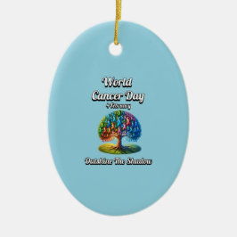 Ornamento De Cerâmica Atira a Sombra. Dia Mundial do Cancer