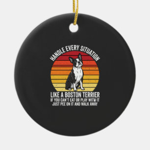 Ornamento De Cerâmica Atitude de Cachorro Retro Engraçado Boston Terrier