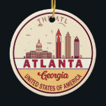 Ornamento De Cerâmica Atlanta Georgia City Skyline Emblem<br><div class="desc">Design de arte colorida e minimalista de Atlanta,  com monumentos e marcos da cidade na Geórgia.</div>